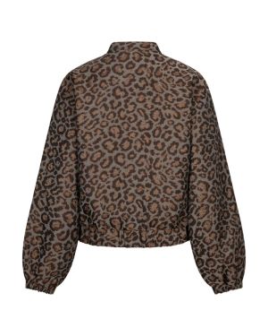 Bomber jacquard lurex grey brown